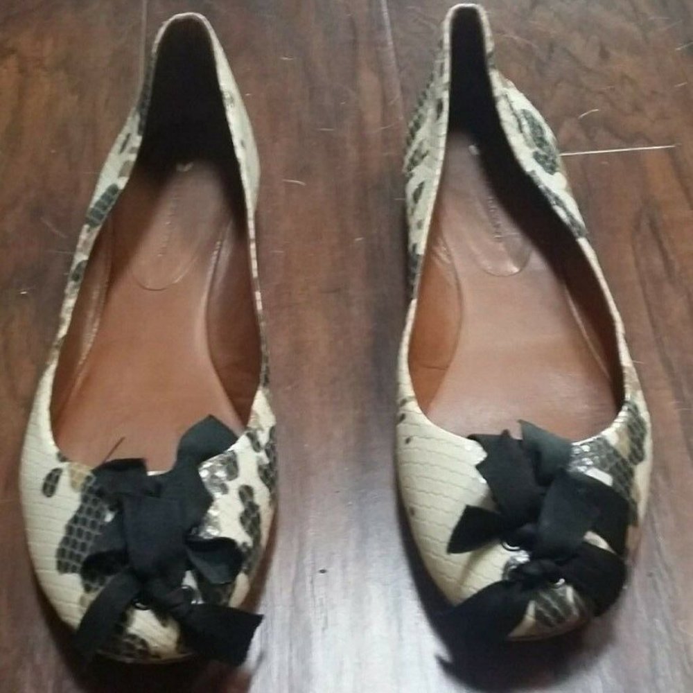 Leifsdottir Black/White/Tan Snakeskin Flats 40